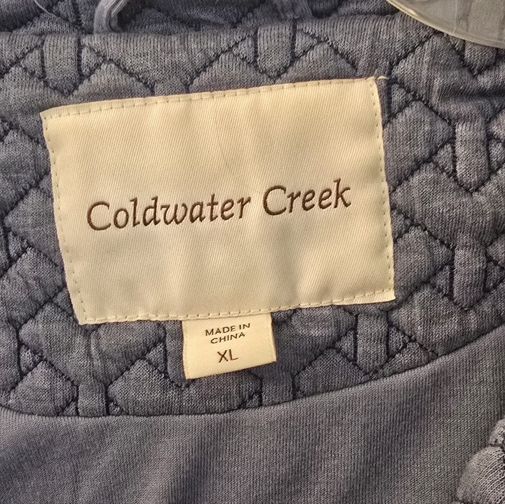 Coldwater Creek Blue Coat w/Shawl Collar/Hood, Front Pockets, Size XL, (1202) - Picture 3 of 6